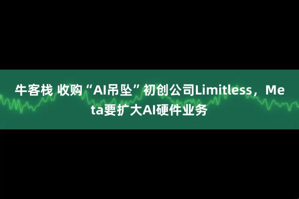 牛客栈 收购“AI吊坠”初创公司Limitless，Meta要扩大AI硬件业务